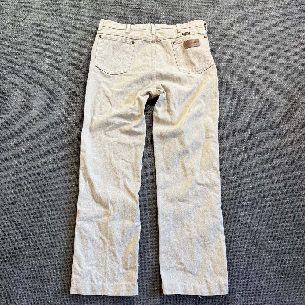 Wrangler Cowboy Cut Jeans Mens 34x29 Tan Sand Straight Leg Denim Made USA